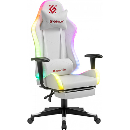 Кресло игровое Defender "Watcher", искусственная кожа, пластик, белый