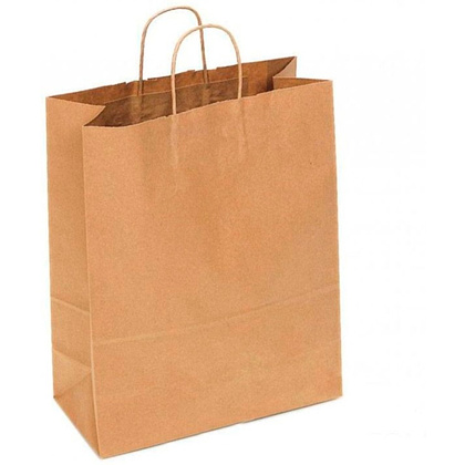 Пакет бумажный 320х200х370 Крафт 70, с кручеными ручками