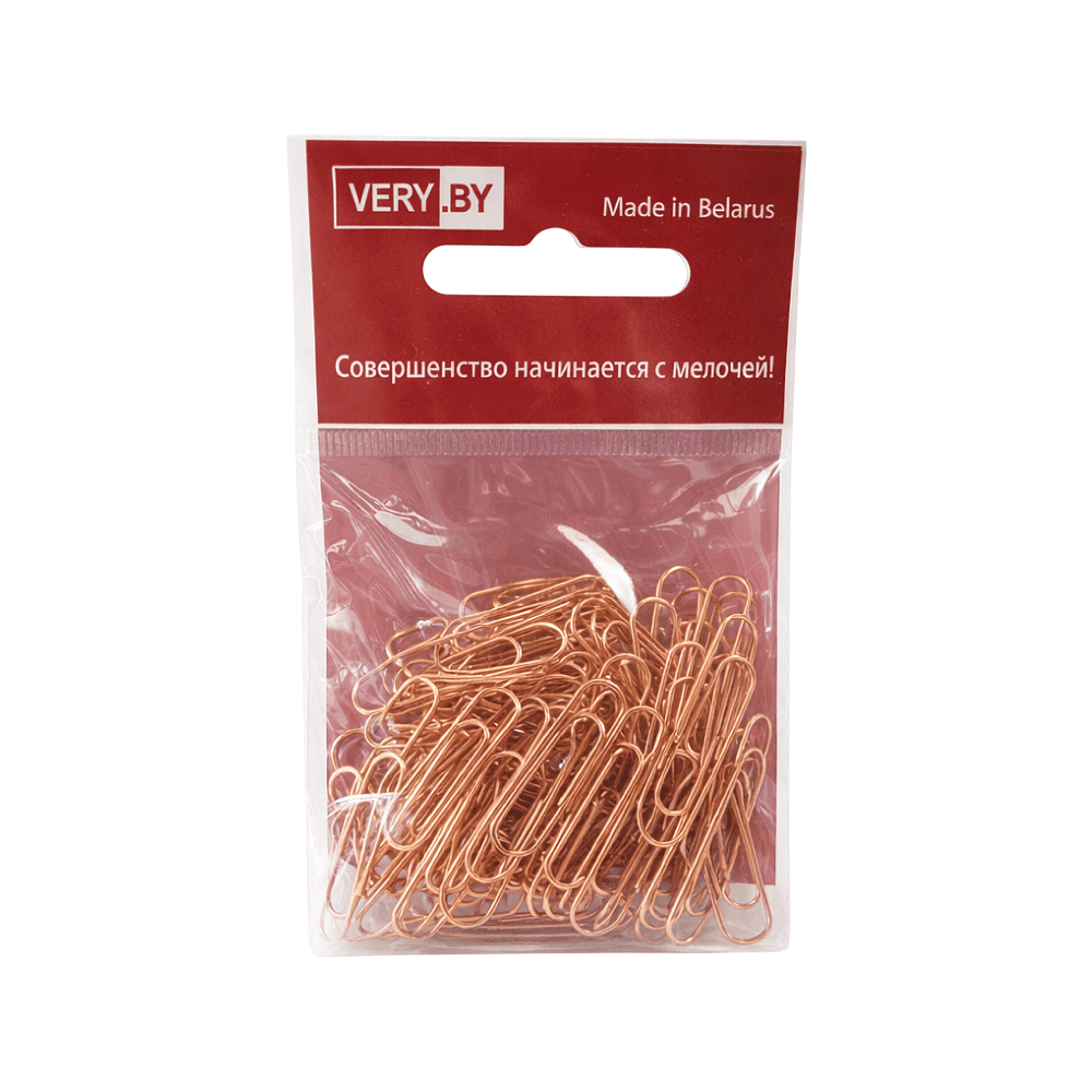 Скрепки овальные "VB", 28 мм, металл, 70 шт, золотистый 