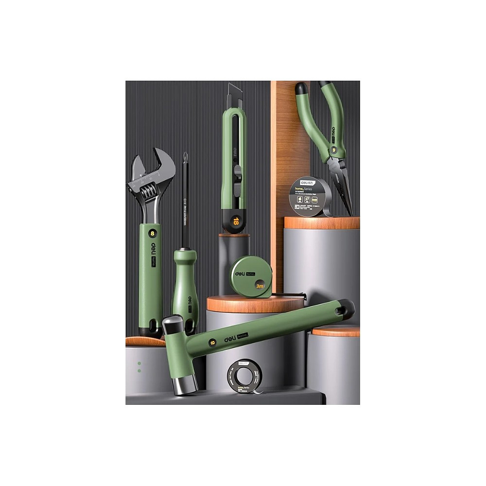 Набор ручного инструмента Deli HS, 8 предметов, Soft Touch, зеленый - 4