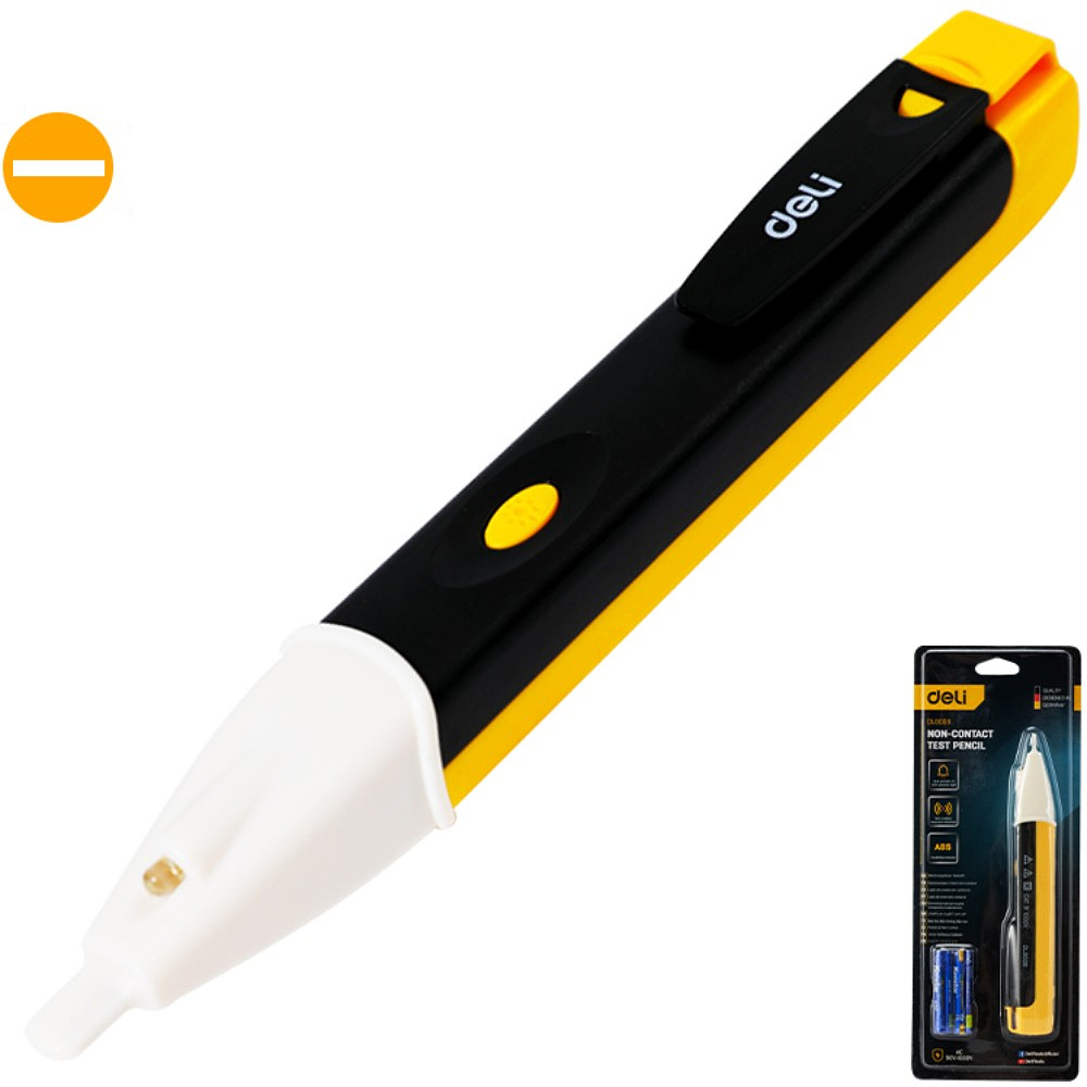 Детектор напряжения Deli YS EDL8008, 90-1000 В, встроенный фонарик, желтый, черный - 2