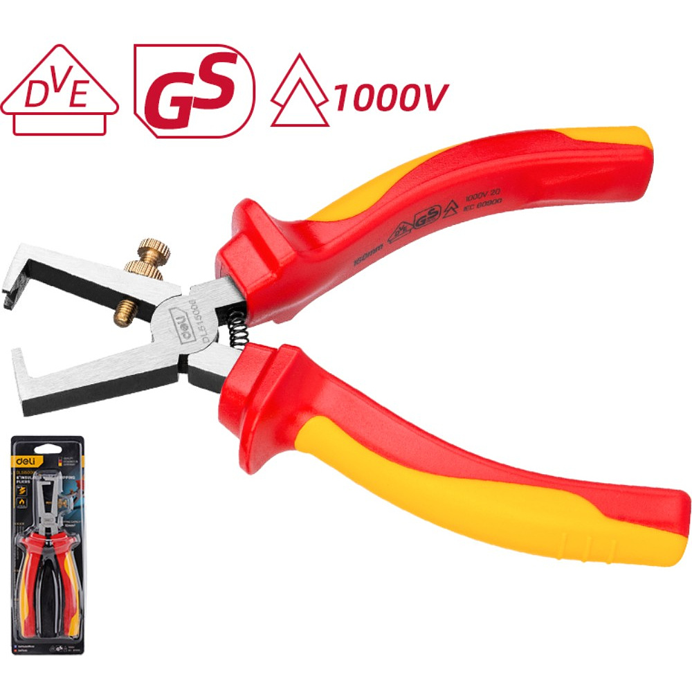 Клещи диэлектрические Deli YS EDL515006, 160 мм, красный, желтый - 2