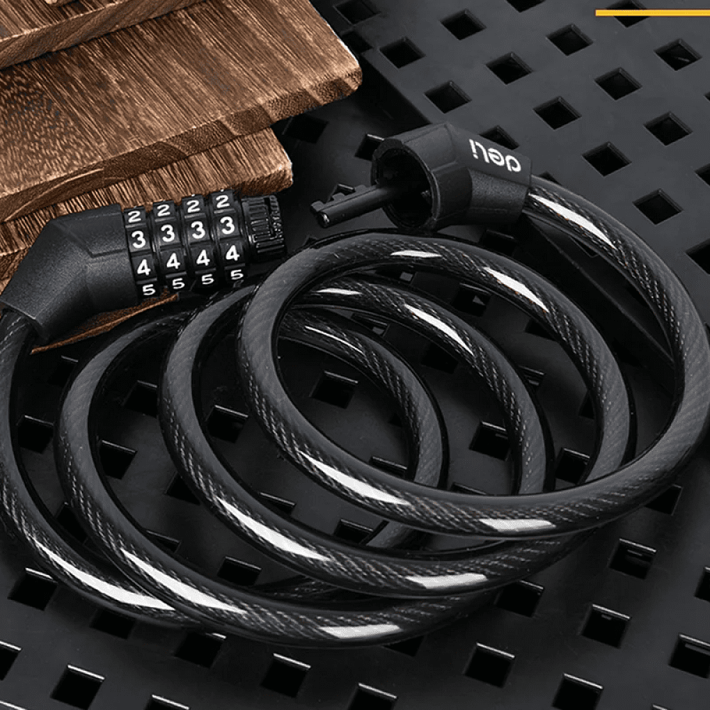 Замок тросовый велосипедный Deli YS EDL508051, 10 x 1200 мм, кодовый - 5