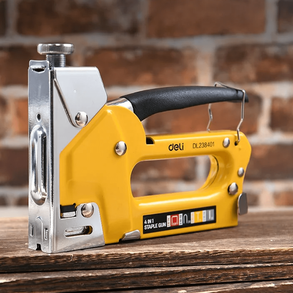 Степлер скобозабивной Deli EDL238401, 4-в-1 + скоба, желтый - 5