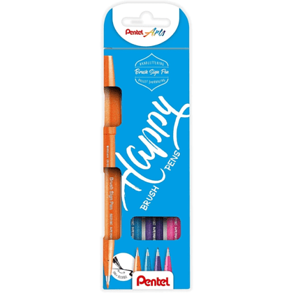 Маркер-кисть "Brush Sign pen. Happy", 4 шт