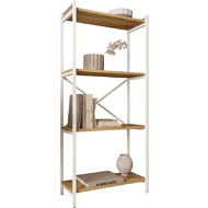 Стеллаж ALLERD RION, белый муар, 675х300х1500, дуб нокс