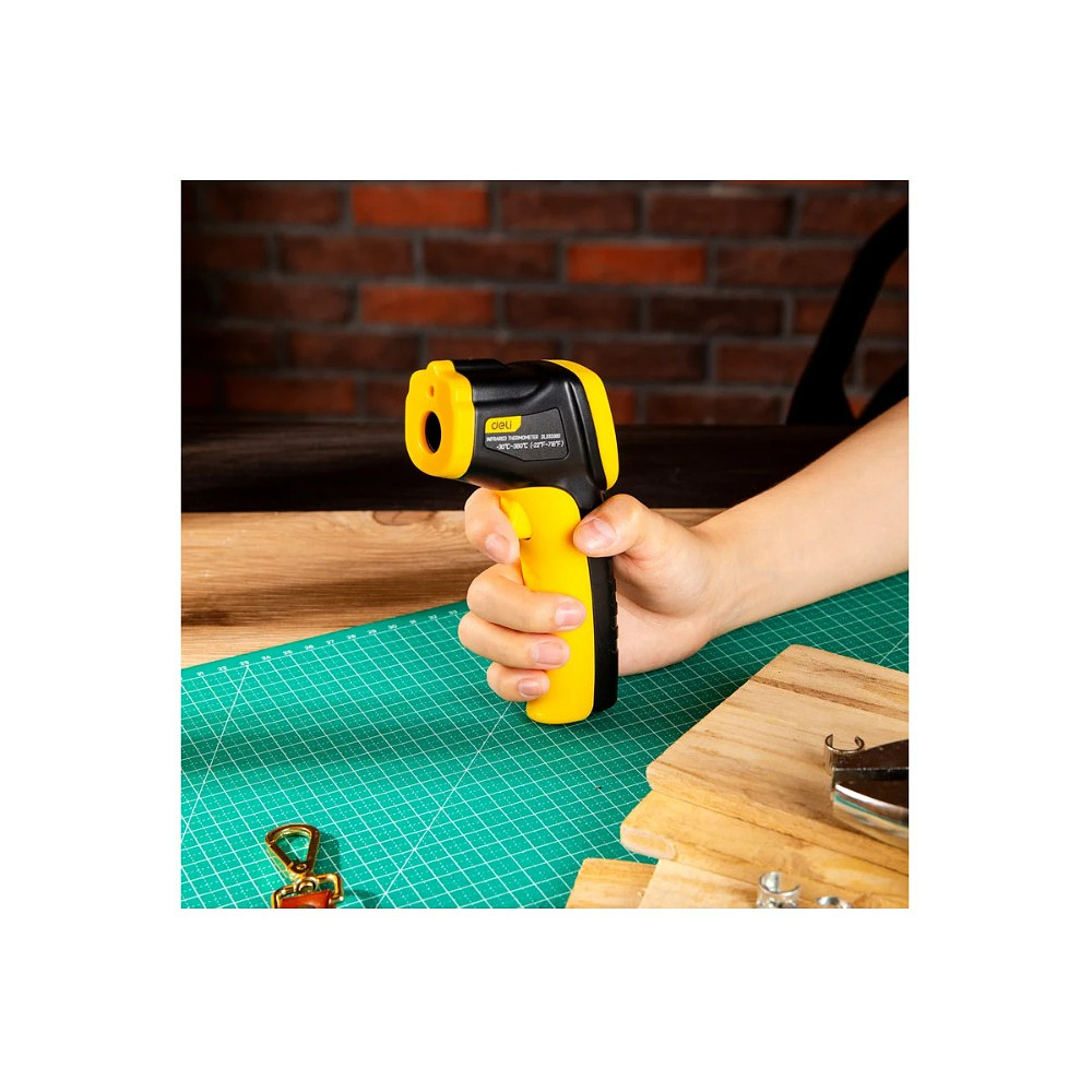 Термометр инфракрасный Deli YS EDL333380, -30-380℃, LCD дисплей, желтый, черный - 11
