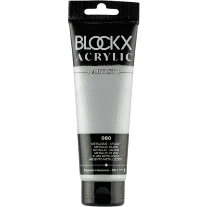 Краски акриловые "Blockx", 080 серебро металлик, 120 мл