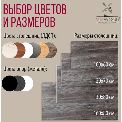 Стол Millwood Сеул, 1000х600 мм, сосна пасадена, белый - 11