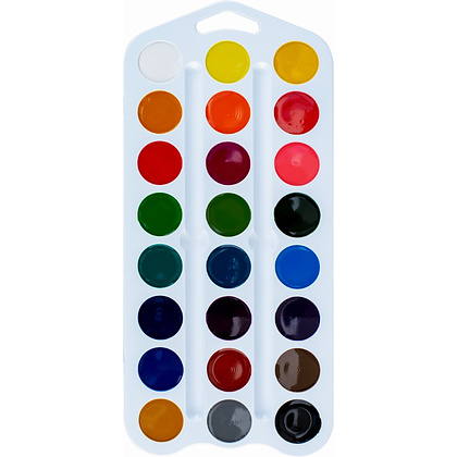 Краски акварельные "Цветик", 24 цвета, пластик белый - 2