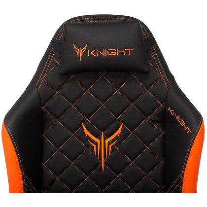 Кресло игровое "Knight Explore", экокожа, металл, черный, оранжевый - 13