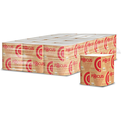 Бумага туалетная Focus Premium, листовая, 250 листов, 2 слоя, 100% целлюлоза
