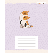 Тетрадь "Котики (Универсальная плашка)", А5, 12 листов, линейка, скоба сбоку, ассорти