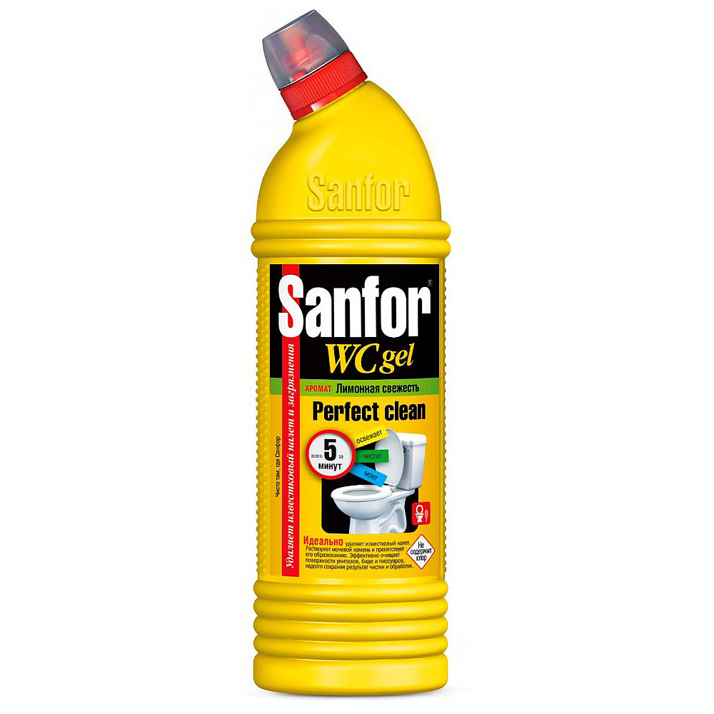 Средство чистящее для сантехники "Sanfor WC  lemon fresh", 1 л, гель