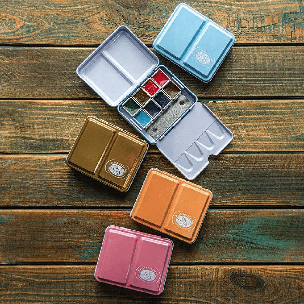 Краски акварельные "Aquarius. Mini Urban Sketcher set", 8 цветов, полукюветы, коробка, абрикос - 4