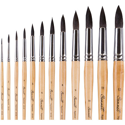 Кисть "Сонет", белка микс, круглая, на короткой ручке, №12 - 2