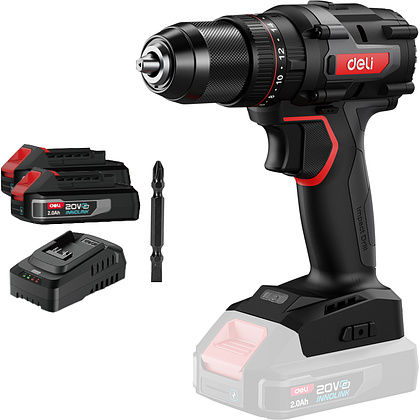 Аккумуляторная дрель-шуруповерт Deli RS DE-CZ20-1D2 20 В, 70 Нм, 2 АКБ, 2 Ач, сумка