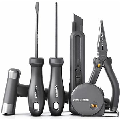 Набор ручного инструмента Deli HS EHT0006, 6 предметов, Soft Touch, черный