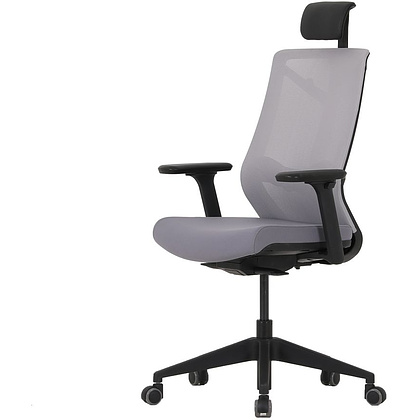 Кресло для руководителя "Nature II Slider", каркас черный, ткань, пластик, серый