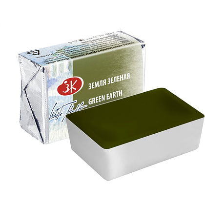 Краски акварельные "Белые ночи", 730 земля зеленая, кювета