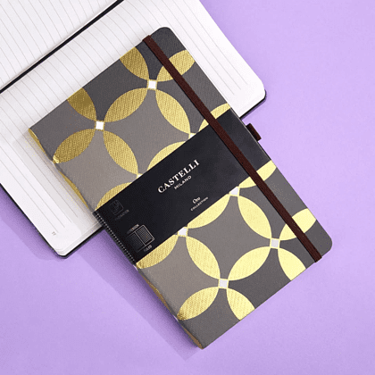 Блокнот Castelli Milano "Oro Circles", А5, 120 листов, линейка, серый, золотистый - 7