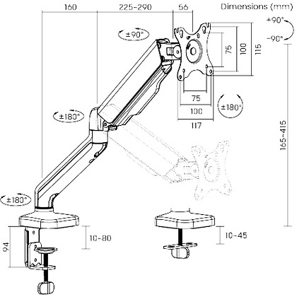 Кронштейн для монитора LUMI LDT46-C012E (на один монитор), черный - 9