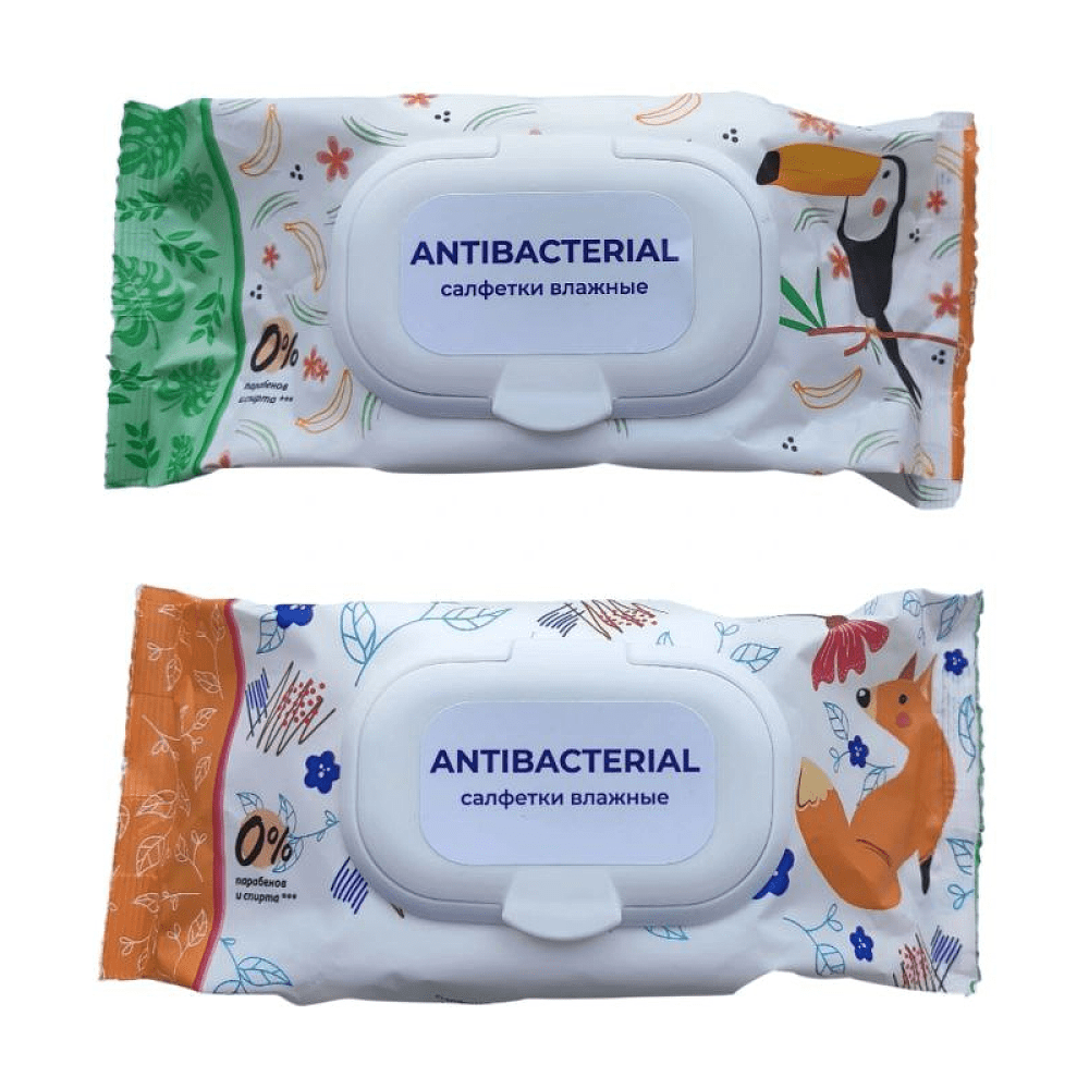 Салфетки влажные гигиенические антибактериальные с клапаном, с растительными экстрактами, 120 шт