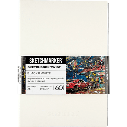 Скетчбук "Sketchmarker Black&White", А5, 120 листов, черный, белый - 2