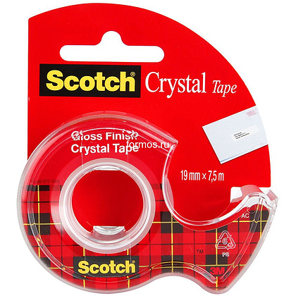 Клейкая лента Scotch "Crystal" в диспенсере, 19x7.5 мм/м