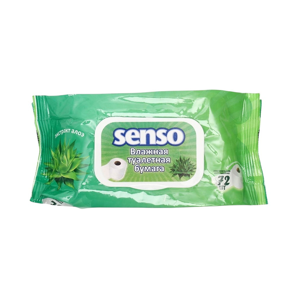 Влажная туалетная бумага "Senso" Алоэ и молочная кислота, 72 шт/упак.