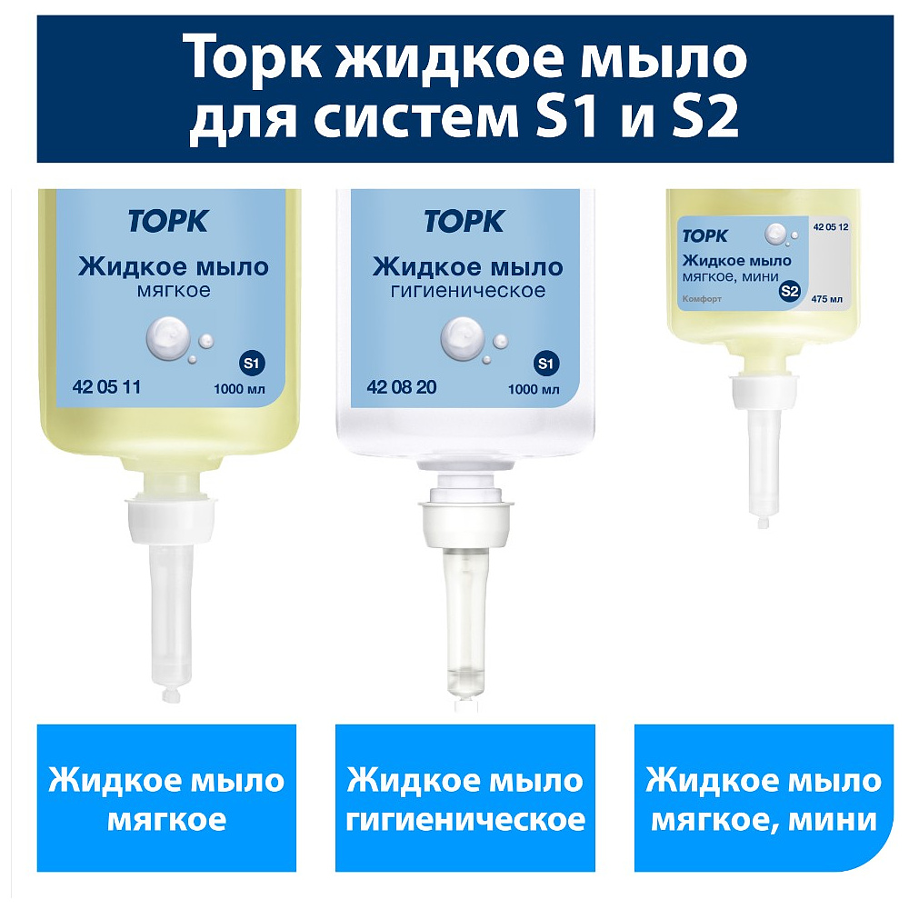 Мыло жидкое TORK Комфорт S2 мини, 475 мл, мягкое (420512) - 8
