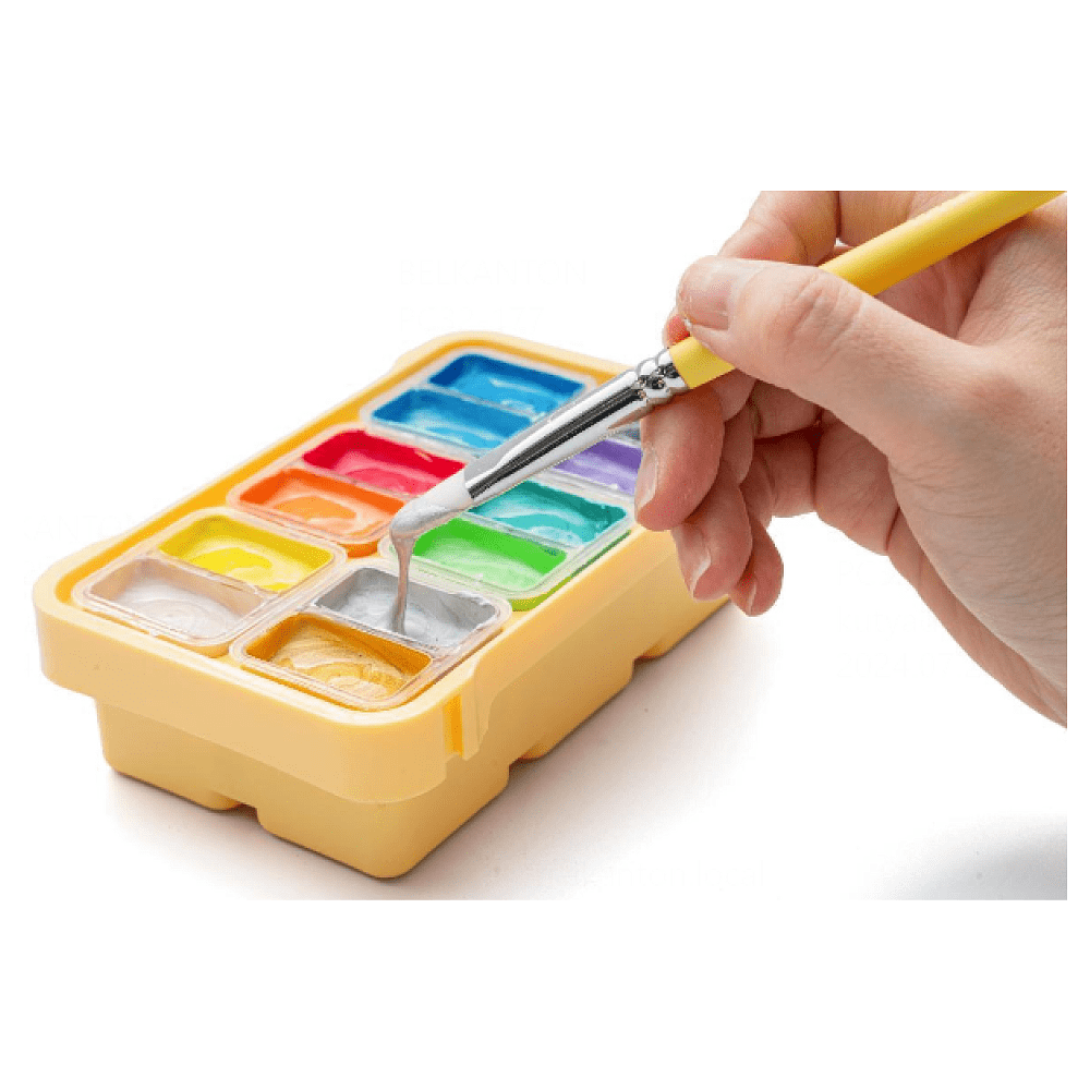 Краски гуашевые "Himi Jelly Cup. Metallic", 12 цветов, кювета, пластиковый футляр - 5