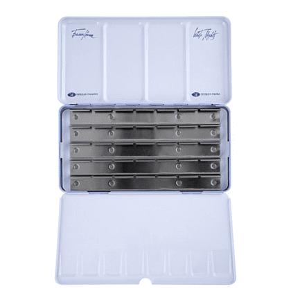 Пенал для акварели "Белые ночи" на 35 кювет, металл, светло-голубой - 2