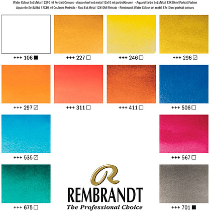 Набор красок акварельных портретных "Rembrandt", 12 цветов, 10 мл, тубы - 2