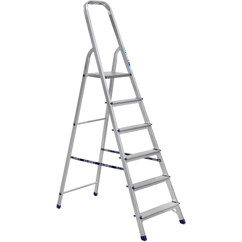 Лестница-стремянка Алюмет АМ706, алюминиевая, матовая, 6 ступеней