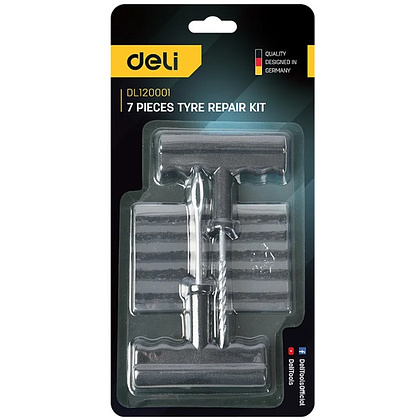 Комплект для ремонта шин Deli YS EDL120001, 7 предметов, черный - 7
