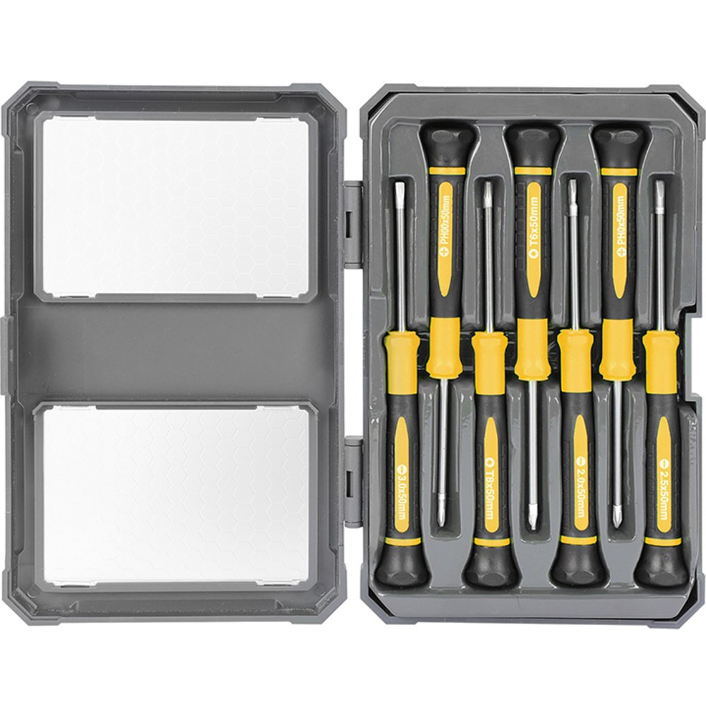 Набор прецизионных отверток Deli YS EDL241007 SL,PH, Torx, 7шт, кейс, черный, желтый
