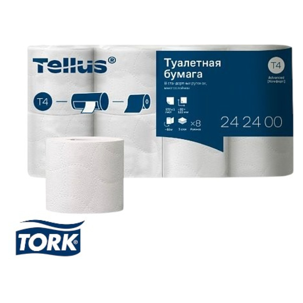 Бумага туалетная Tellus Комфорт TP4, 8 рулонов, 16 м, 3 слоя