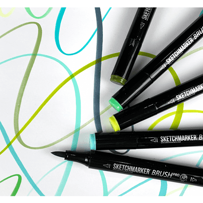 Маркер перманентный двусторонний "Sketchmarker Brush", Y42 яркий желтый - 5