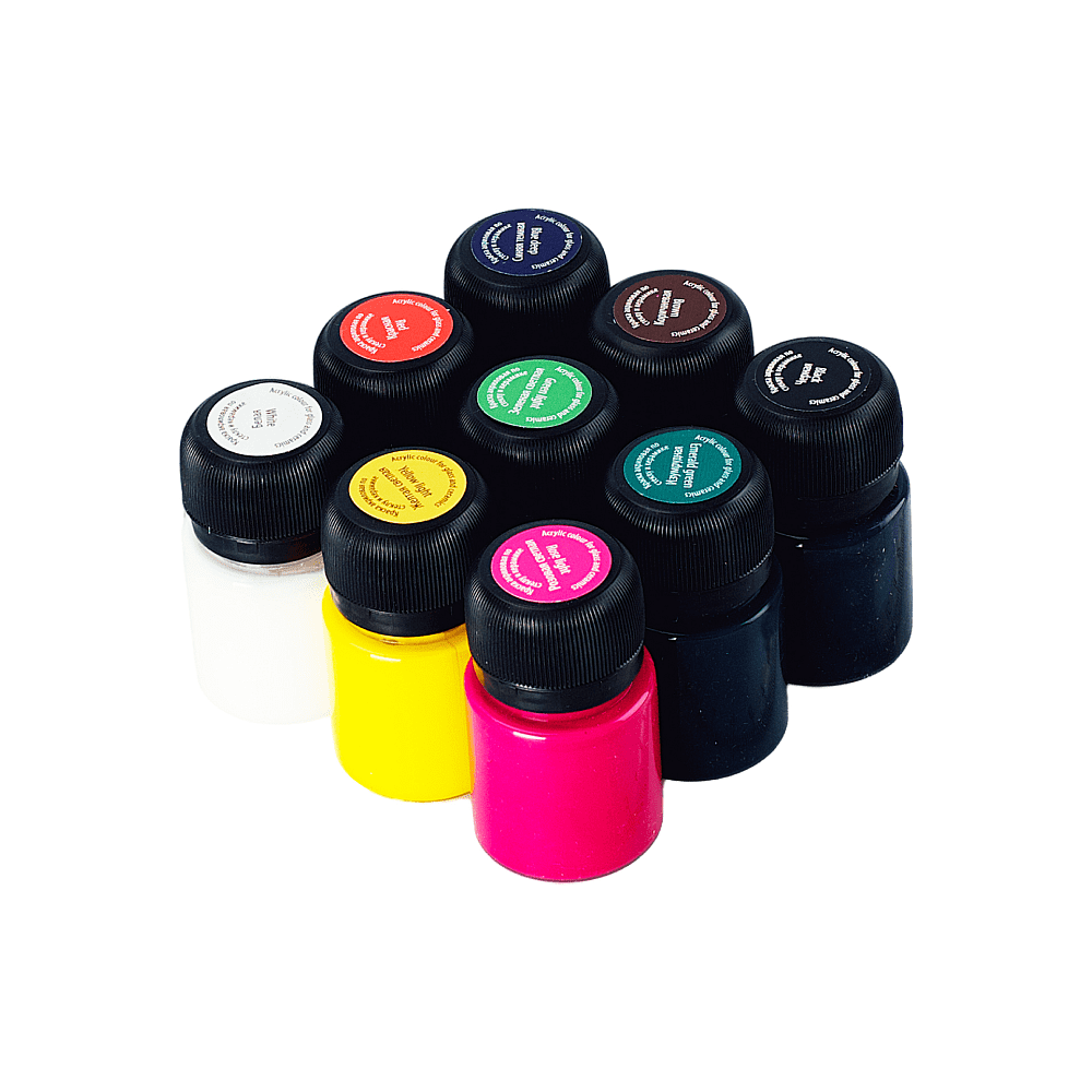 Краска акриловая по стеклу и керамике "Декола", набор 9 цветов, 20 мл, банки - 8