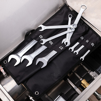 Ключ комбинированный "Deli" набор 14 шт., 10-32 мм, чехол, серебристый - 8