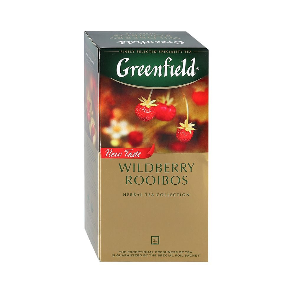 Чай "Greenfield" Wildberry Rooibos, 25 пакетиков x1.5 г, черный, с кусочками земляники и клюквы - 2