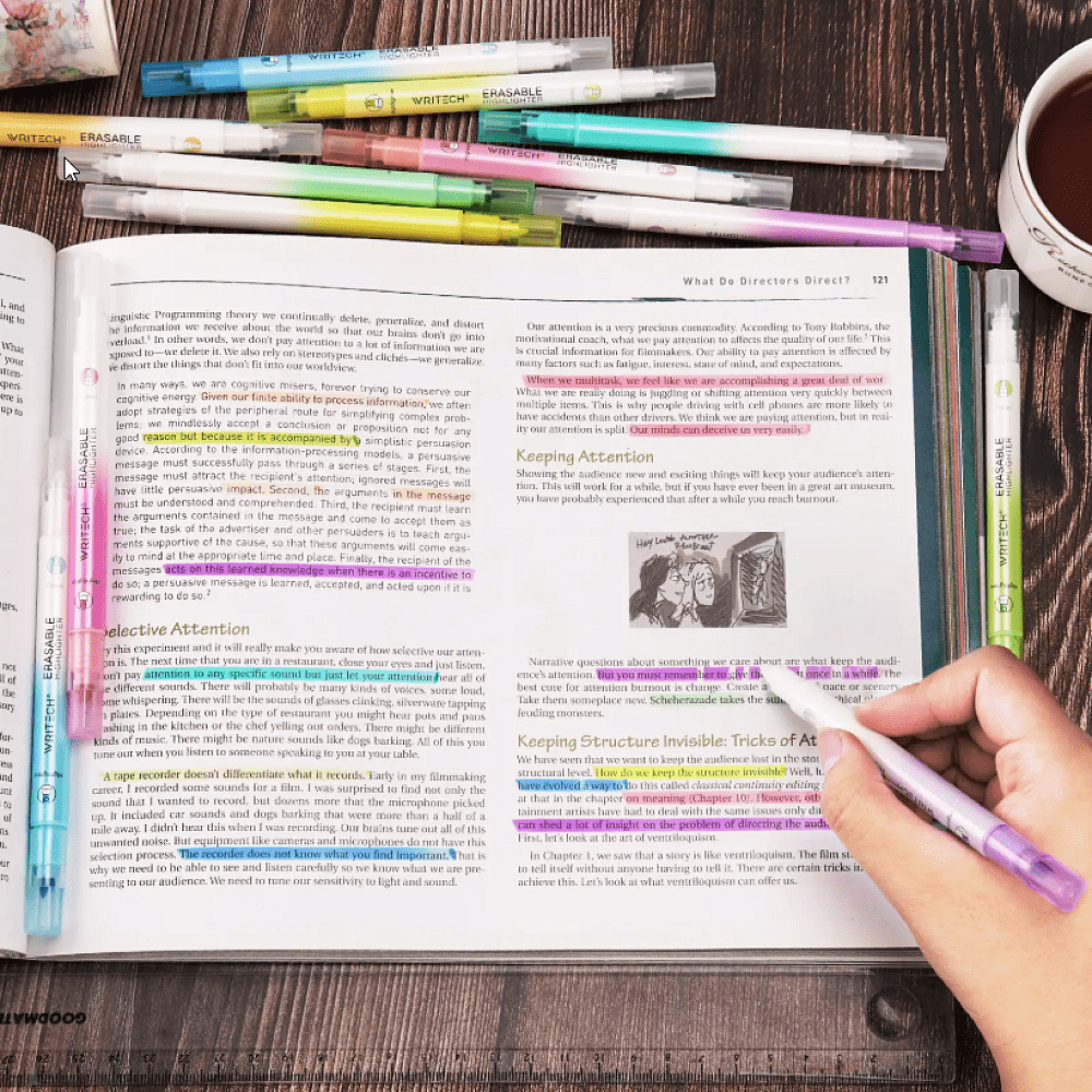 Маркер текстовый двусторонний "Erasable", бирюзовый - 2