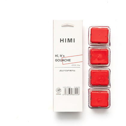 Краски гуашевые "Himi Jelly Cup", ориентальный красный, набор  рефилов 4 шт., 30 мл.