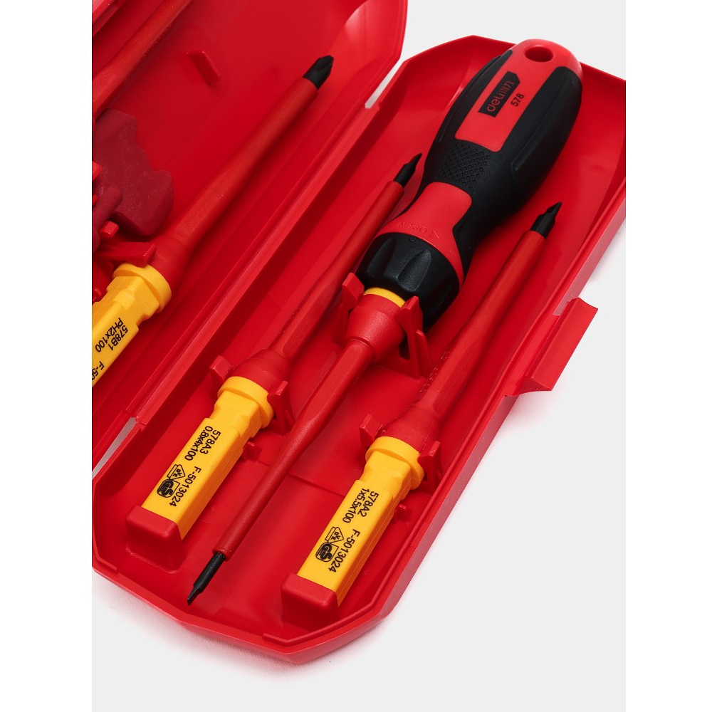 Набор отверток диэлектрических Deli YS DL510107, 7 предметов, красный, желтый - 7