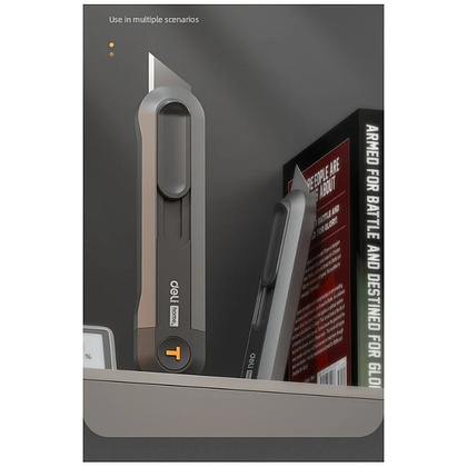 Нож строительный Deli HS EHT4008, 135x30 мм, трапеция, Soft Touch, черный - 7