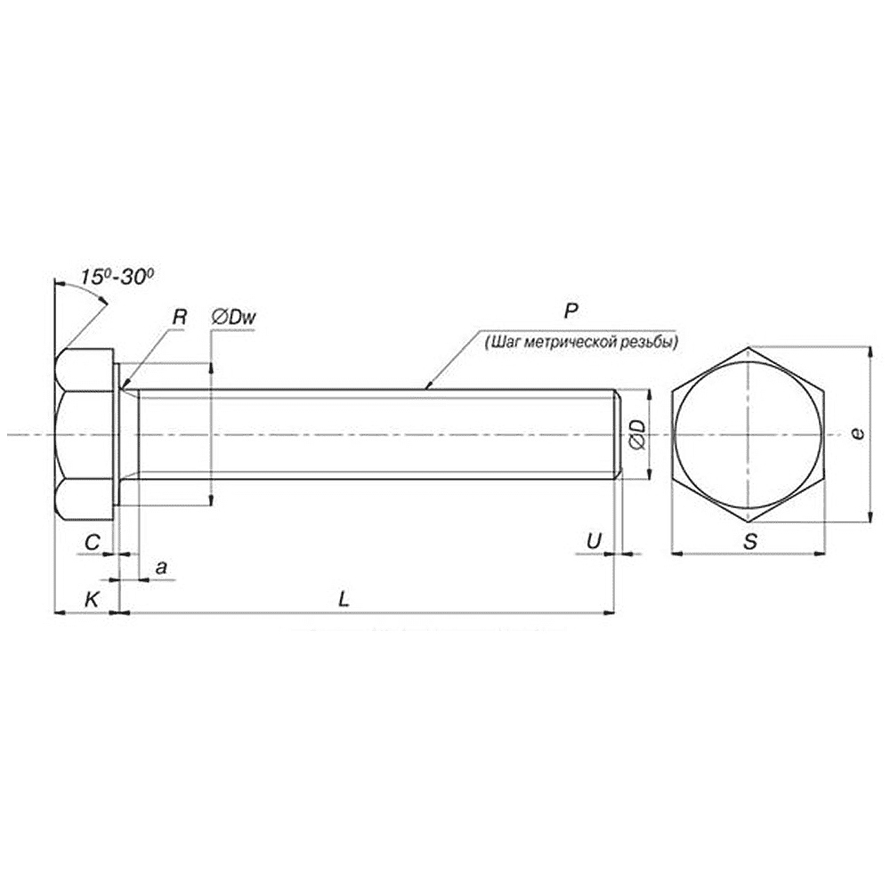 Болт шестигранный М8х20 мм, DIN 933/ГОСТ 7798-70, цинк, 5 кг. - 3