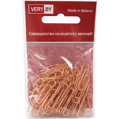 Скрепки овальные "VB", 21 мм, металл, 100 шт, золотистый