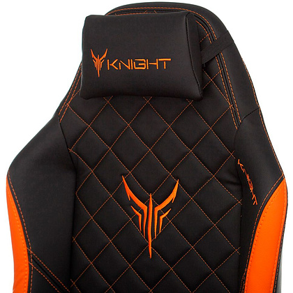 Кресло игровое "Knight Explore", экокожа, металл, черный, оранжевый - 16