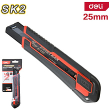 Нож строительный Deli RS EDL025G, 25 мм, универсальный, черный, красный